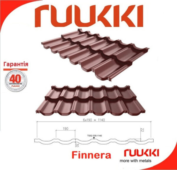 Модульна черепиця  ⁇  Ruukki Finnera  ⁇ Crown BT  ⁇  RR 23  ⁇ — изображение 2