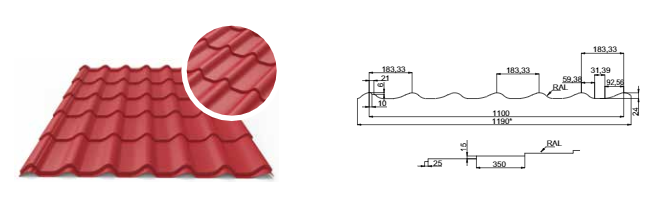 Металочерепиця "Арсенал 0.4 мм", полімерне покриття глянець Китай