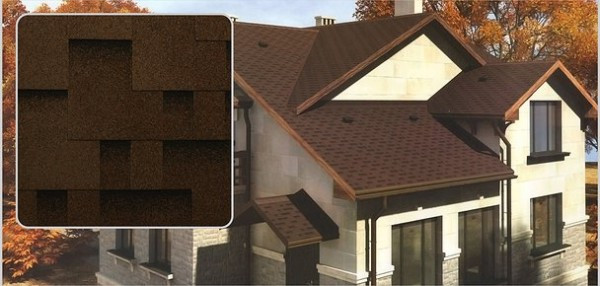 Бітумова одношарова черепиця Акваїзол акцент гірський Каньйон коричневий