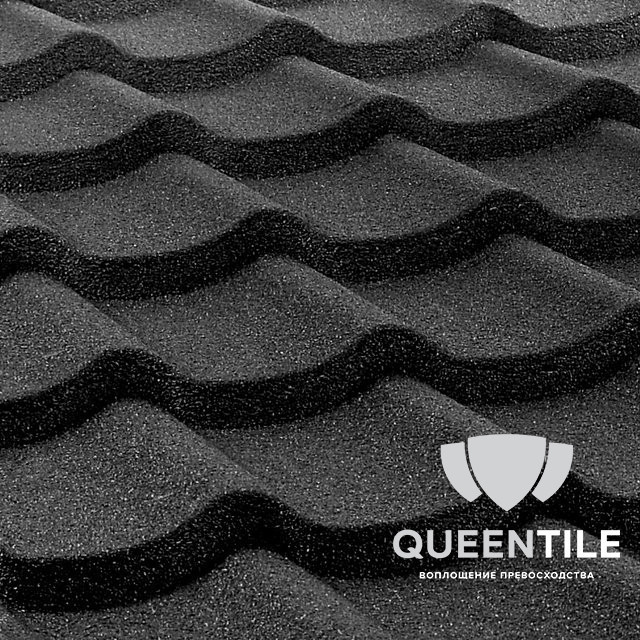 Композитна черепиця QueenTile Standard Black 6-тайловий лист
