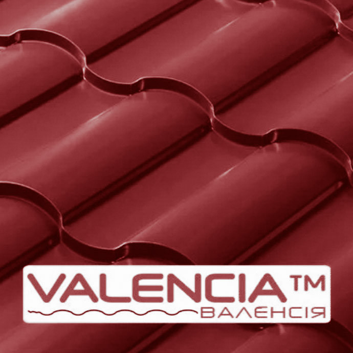 Металочерепиця VALENCIATM ⁇ 0,45 мм ⁇ PE ⁇ RAL 3005 ⁇ Optima Steel ⁇
