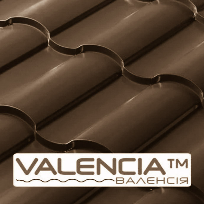 Металочерепиця VALENCIA 400/20 — Сталекс 0,45 мм, PEMA RAL 8019 Сталь-Optima Steel