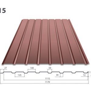 Профнактил ПС 15 • RAL 8017 • Matt • 0,5 mm • ARSELOR MITTAL • Польща •
