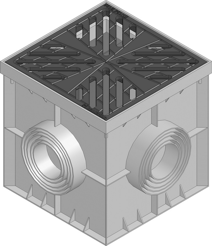 Точечний дренаж HAURATON Recyfix Point 30/30 (300х 300х 300), PE-PP (сірий) з пластик. корзиною для сміття, гідрозатвором та